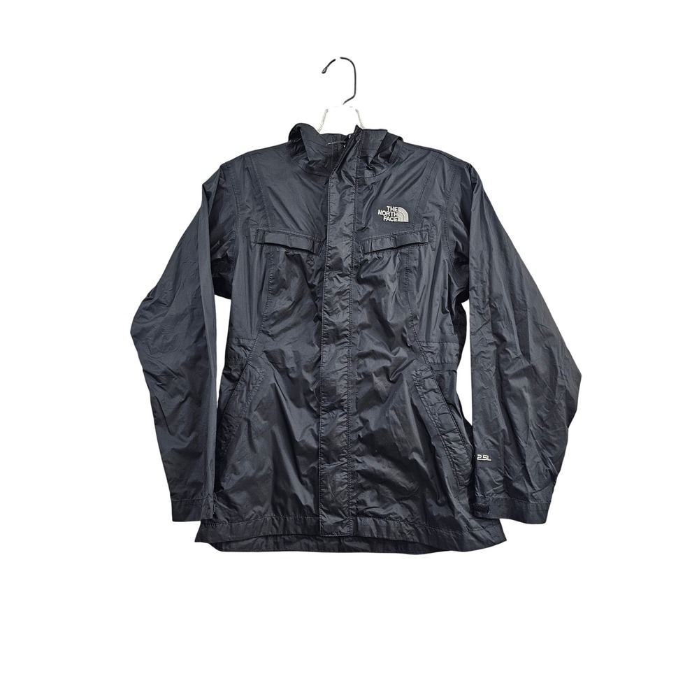 The North Face HyVent 2.5L Rain Jacket Girls M 10/12 Black Hooded Waterproof
